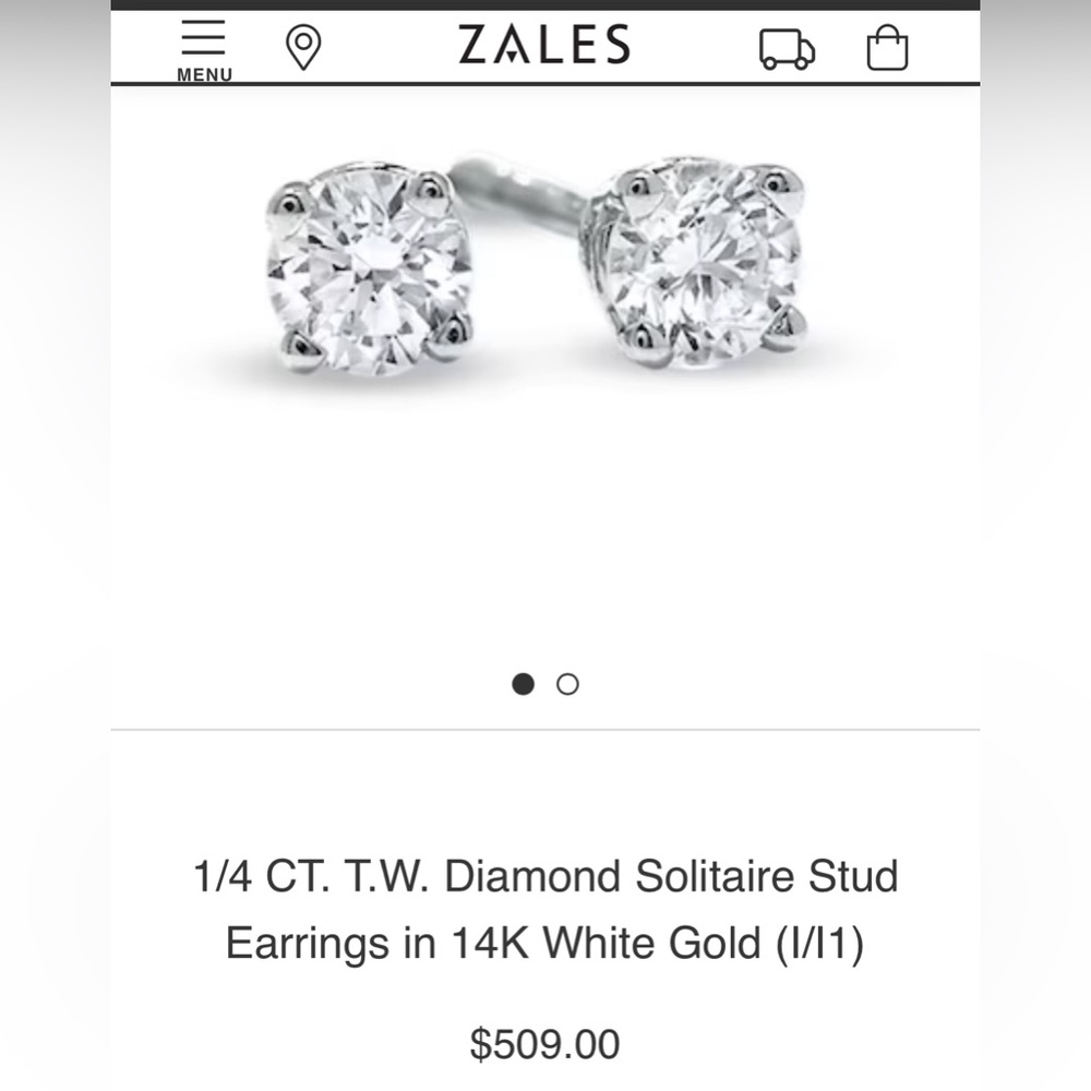 1/4 carat Diamond Solitaire Stud Earrings in 14K White Gold from Zales